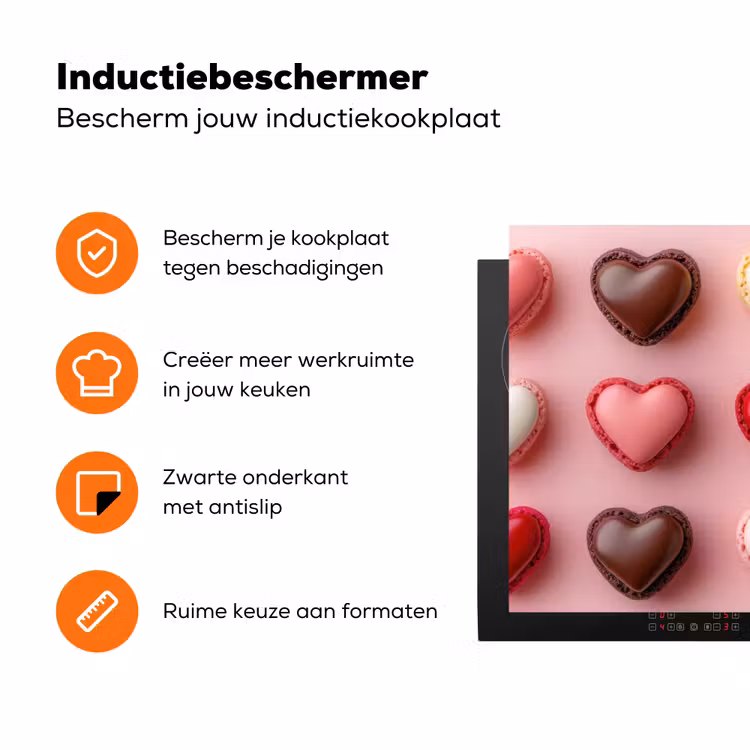 Macarons - Hartjes - Kleurrijk - Roze Inductie beschermer vinyl 3mm klein -zzzzzzz-td-ups