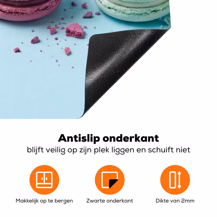 Macarons - Kleurrijk - Pastel Inductie beschermer vinyl 3mm klein -zzzzzzz-td-onderkant