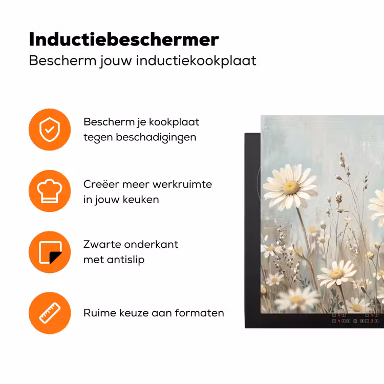 Madelief - Illustratie - Wit Inductie beschermer vinyl 3mm klein -zzzzzzz-td-ups