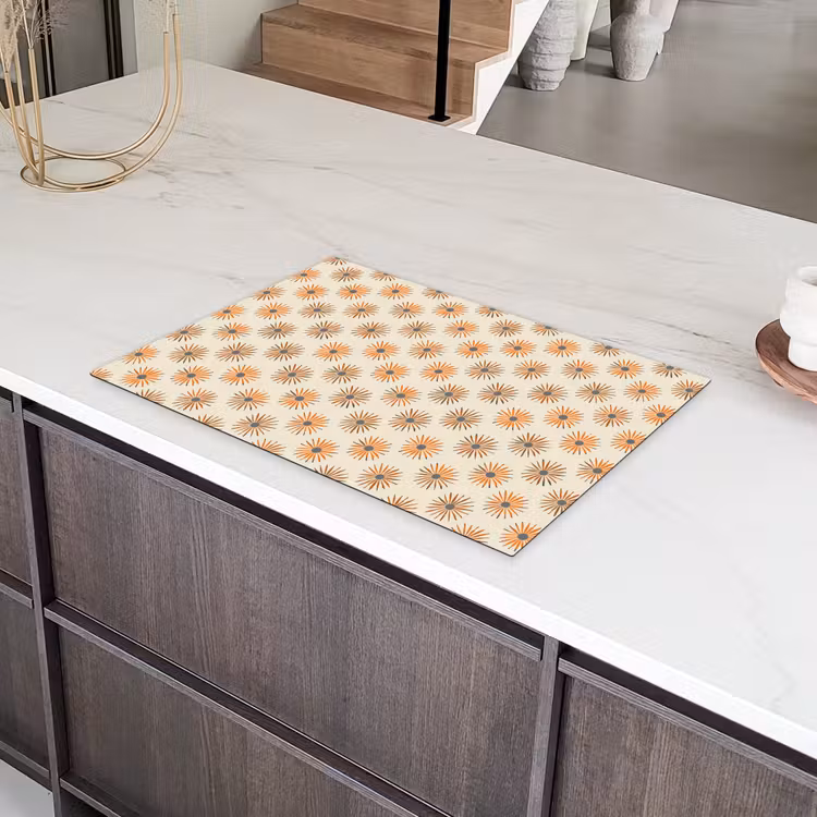 Madelief - Patroon - Oranje Inductie beschermer vinyl 3mm klein 276 -sfeer8