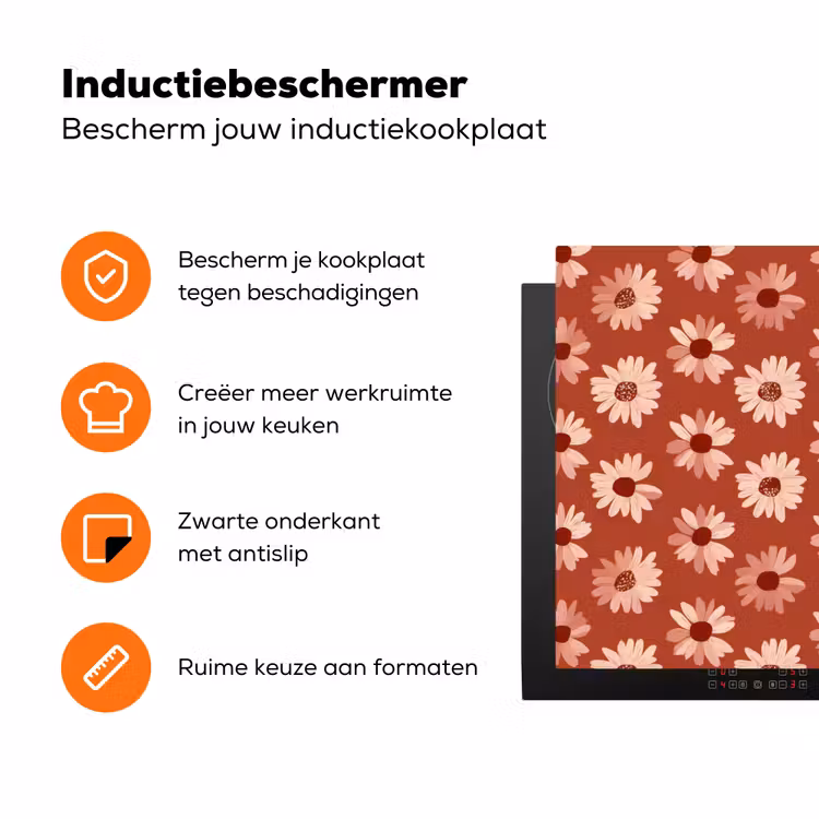 Madelief - Retro - Terracotta Inductie beschermer vinyl 3mm klein 276 -zzzzzzz-td-ups