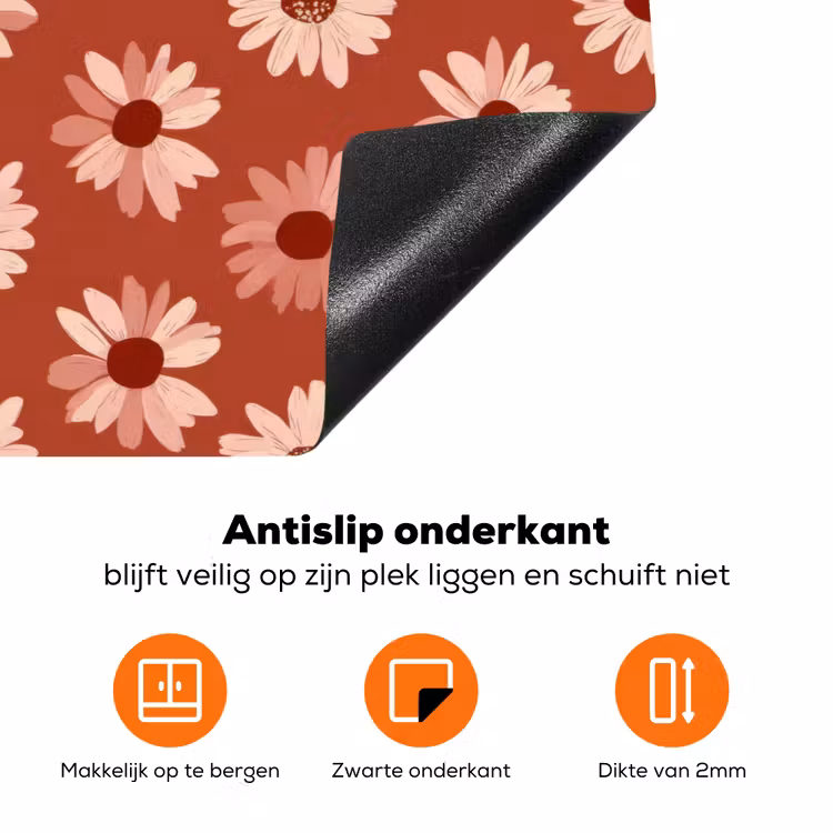 Madelief - Retro - Terracotta Inductie beschermer vinyl 3mm klein 276 -zzzzzzz-td-onderkant
