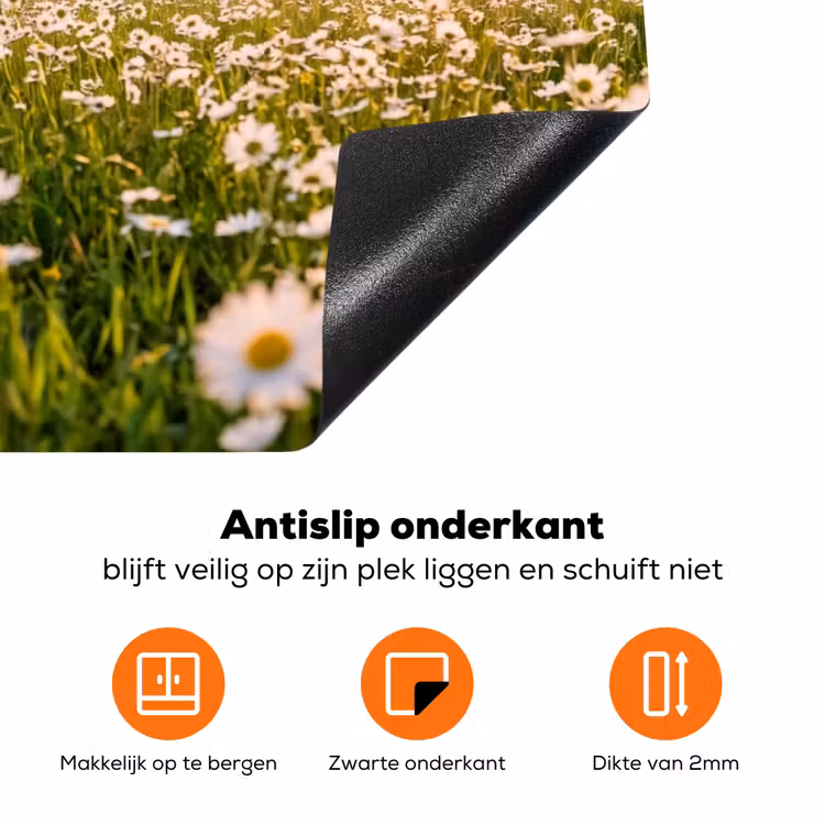 Madelief - Veld - Heuvels - Groen Inductie beschermer vinyl 3mm klein -zzzzzzz-td-onderkant