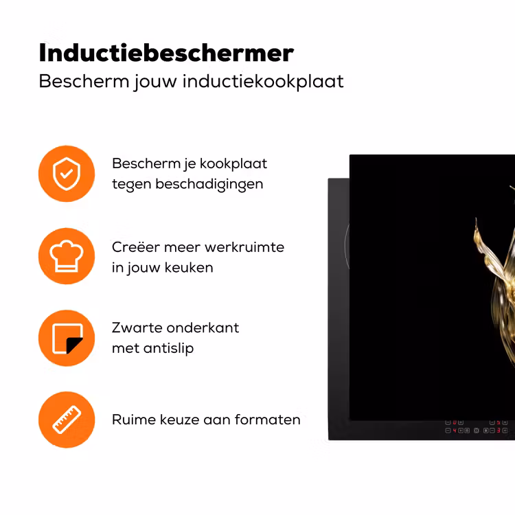 Mais - Eten - Goud - Zwart Inductie beschermer vinyl 3mm klein -zzzzzzz-td-ups