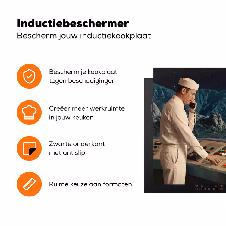 Inductiebeschermer - Man - Controlekamer - Strand - Man - Controlekamer - Strand Inductie beschermer vinyl 3mm klein
