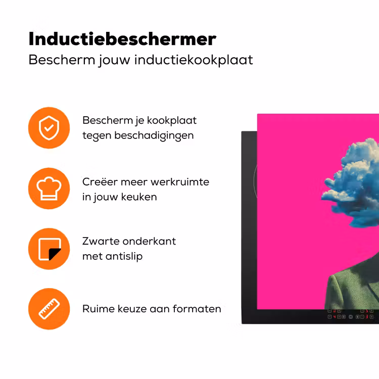 Man - Pak - Wolk - Roze Inductie beschermer vinyl 3mm klein -zzzzzzz-td-ups