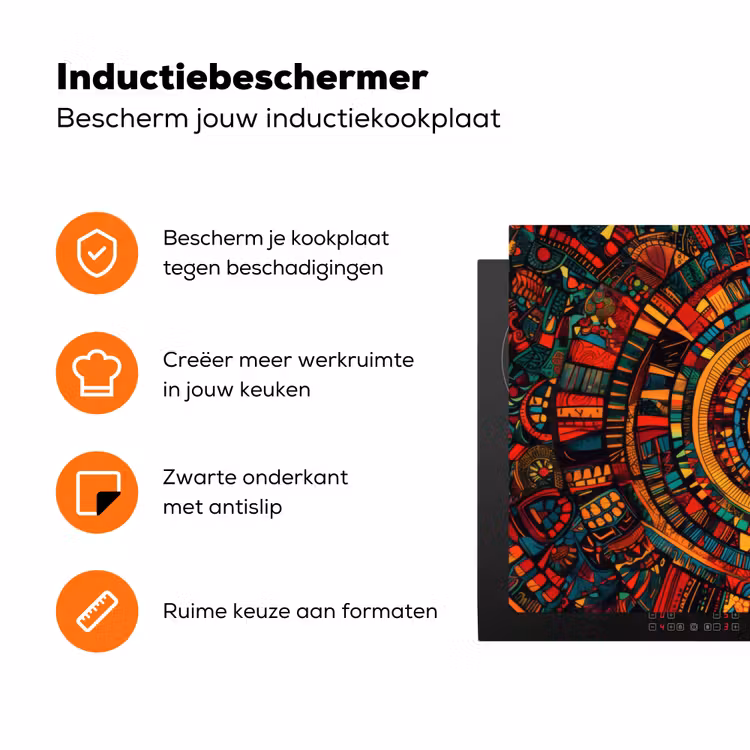 Mandala - Cirkels - Patronen Inductie beschermer vinyl 3mm klein -zzzzzzz-td-ups