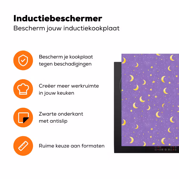 Manen - Sterren - Paars Inductie beschermer vinyl 3mm klein 276 -zzzzzzz-td-ups