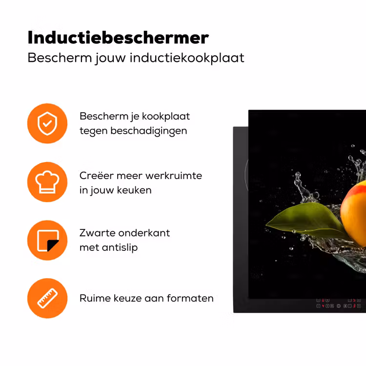 Mango - Fruit - Water - Zwart - Bladeren Inductie beschermer vinyl 3mm klein -zzzzzzz-td-ups