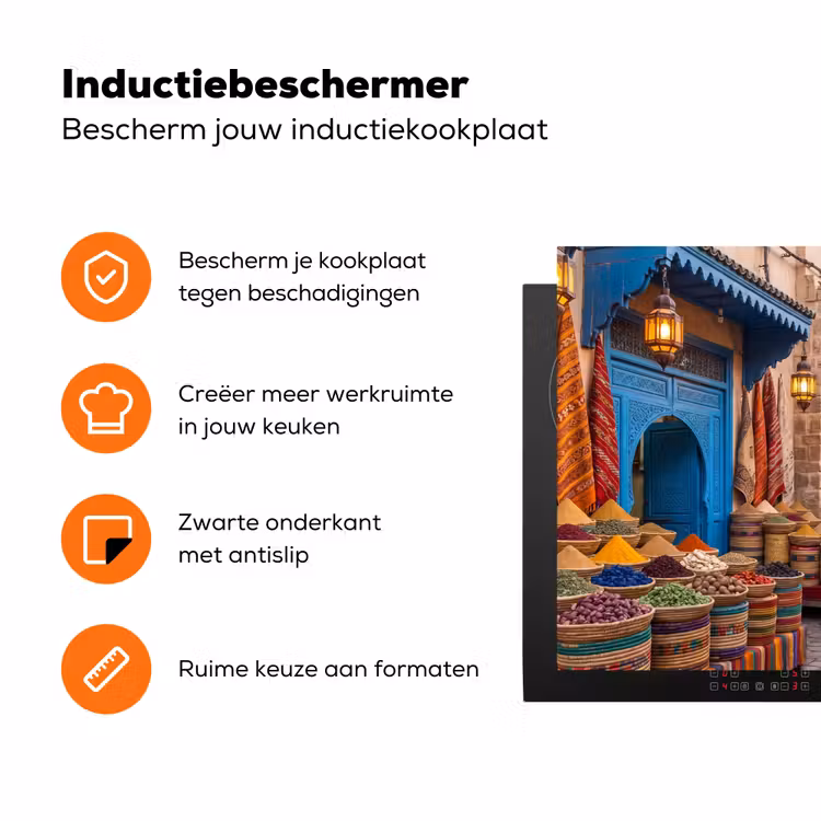 Inductiebeschermer - Markt - Oosters - Kleurrijk - Markt - Oosters - Kleurrijk Inductie beschermer vinyl 3mm klein
