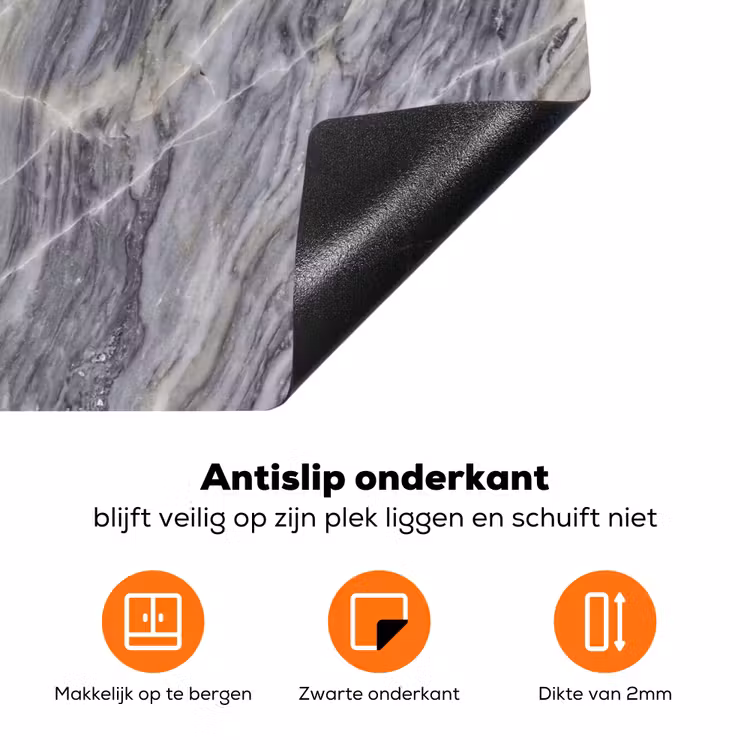 Marmer - Ader - Patroon - Abstract - Grijs Inductie beschermer vinyl 3mm klein -zzzzzzz-td-onderkant