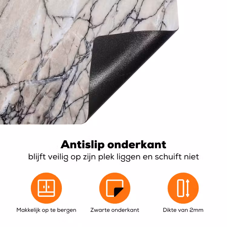 Marmer - Aderen - Patroon - Wit - Grijs Inductie beschermer vinyl 3mm klein -zzzzzzz-td-onderkant