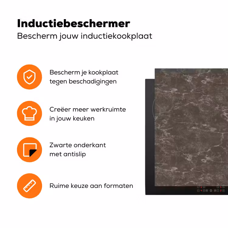 Marmer - Aders - Bruin Inductie beschermer vinyl 3mm klein 276 -zzzzzzz-td-ups