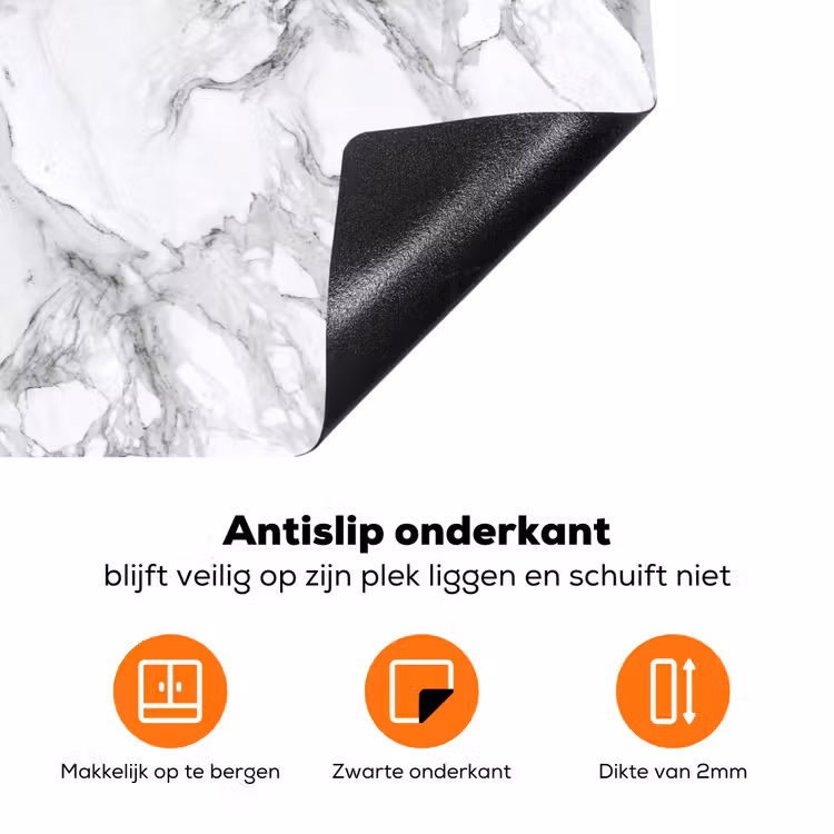 Marmer - Gelaagd - Brekend - Grijsstructuur Inductie beschermer vinyl 3mm klein 276 -zzzzzzz-td-onderkant