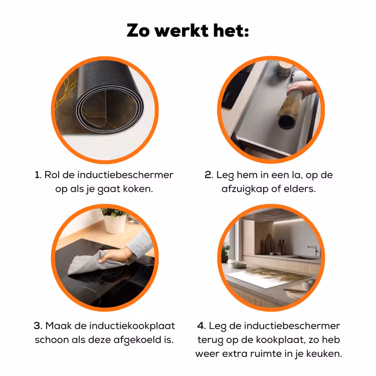Marmer - Goud - Bruin - Textuur - Marmerlook Inductie beschermer vinyl 3mm klein -zzzzzzz-td-werking