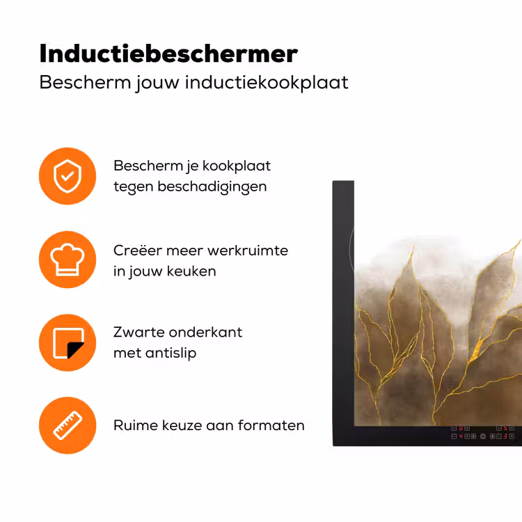 Marmer - Goud - Bruin - Textuur - Marmerlook Inductie beschermer vinyl 3mm klein -zzzzzzz-td-ups