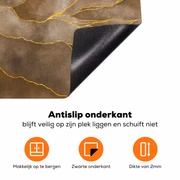 Marmer - Goud - Bruin - Textuur - Marmerlook Inductie beschermer vinyl 3mm klein -zzzzzzz-td-onderkant