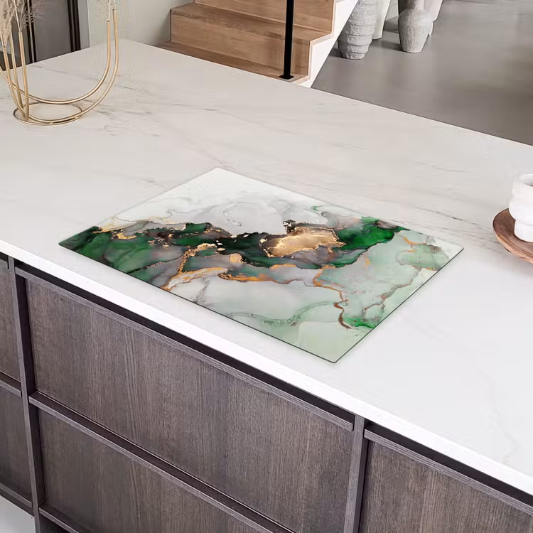 Marmer - Goud - Groen - Luxe Inductie beschermer vinyl 3mm klein -sfeer8