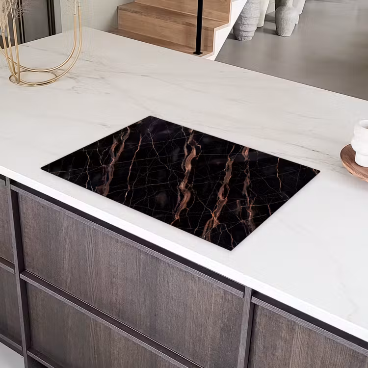 Marmer - Goud - Patroon - Luxe - Zwart Inductie beschermer vinyl 3mm klein -sfeer8