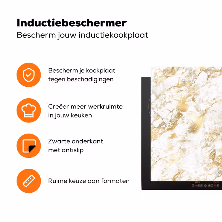 Marmer - Goud - Structuur Inductie beschermer vinyl 3mm klein 276 -zzzzzzz-td-ups