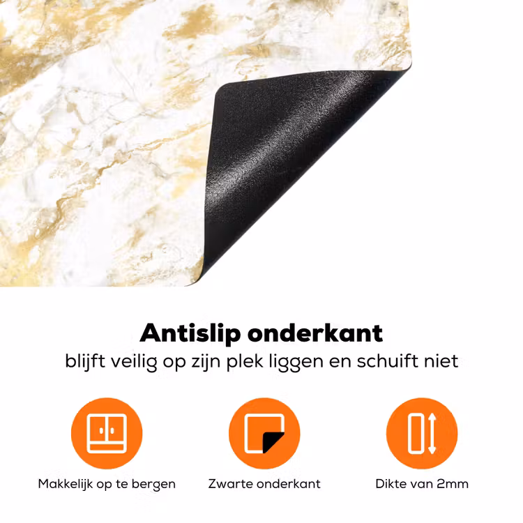 Marmer - Goud - Structuur Inductie beschermer vinyl 3mm klein 276 -zzzzzzz-td-onderkant