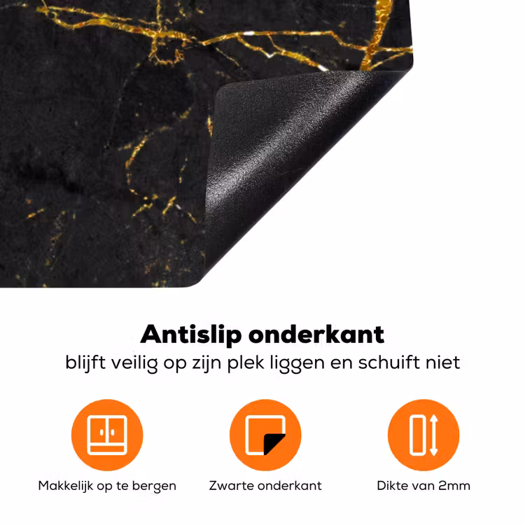 Marmer - Goud - Zwart - Marmerlook - Luxe - Glitter Inductie beschermer vinyl 3mm klein -zzzzzzz-td-onderkant