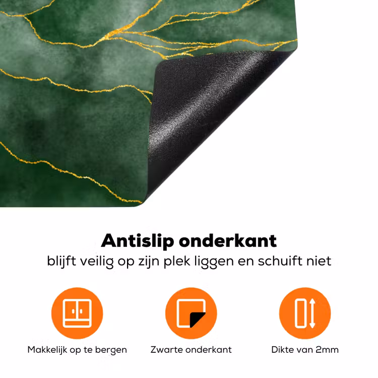 Marmer - Groen - Luxe - Goud - Marmerlook Inductie beschermer vinyl 3mm klein -zzzzzzz-td-onderkant