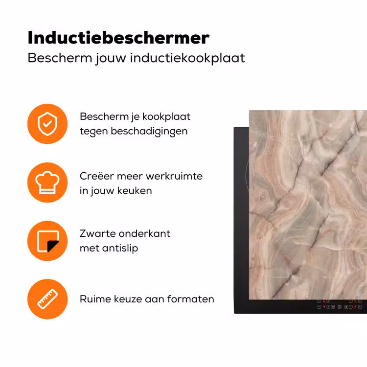 Marmer - Patroon - Abstract - Beige - Groen Inductie beschermer vinyl 3mm klein -zzzzzzz-td-ups