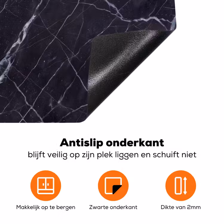Marmer - Patroon - Modern - Zwart - Wit Inductie beschermer vinyl 3mm klein -zzzzzzz-td-onderkant