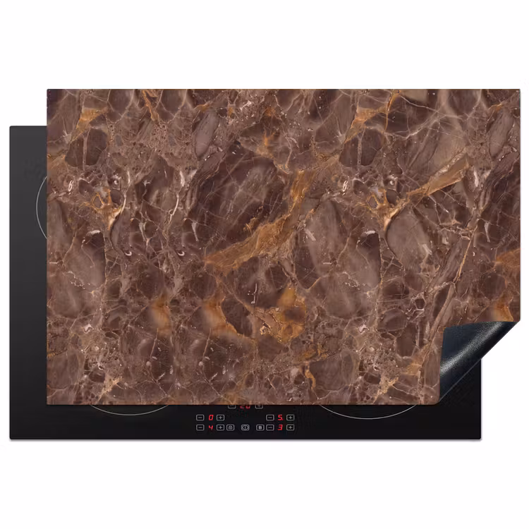 Marmer - Patroon - Natuur - Bruin - Goud Inductie beschermer vinyl 3mm klein -3d
