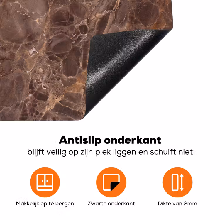 Marmer - Patroon - Natuur - Bruin - Goud Inductie beschermer vinyl 3mm klein -zzzzzzz-td-onderkant