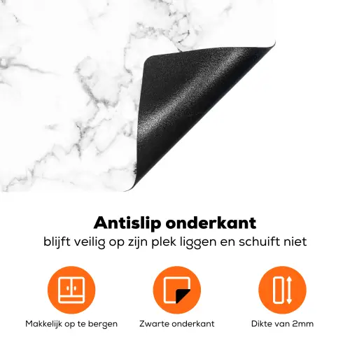 Marmer - Wit - Grijs - Luxe - Marmerlook - Structuur Inductie beschermer vinyl 3mm klein -zzzzzzz-td-onderkant