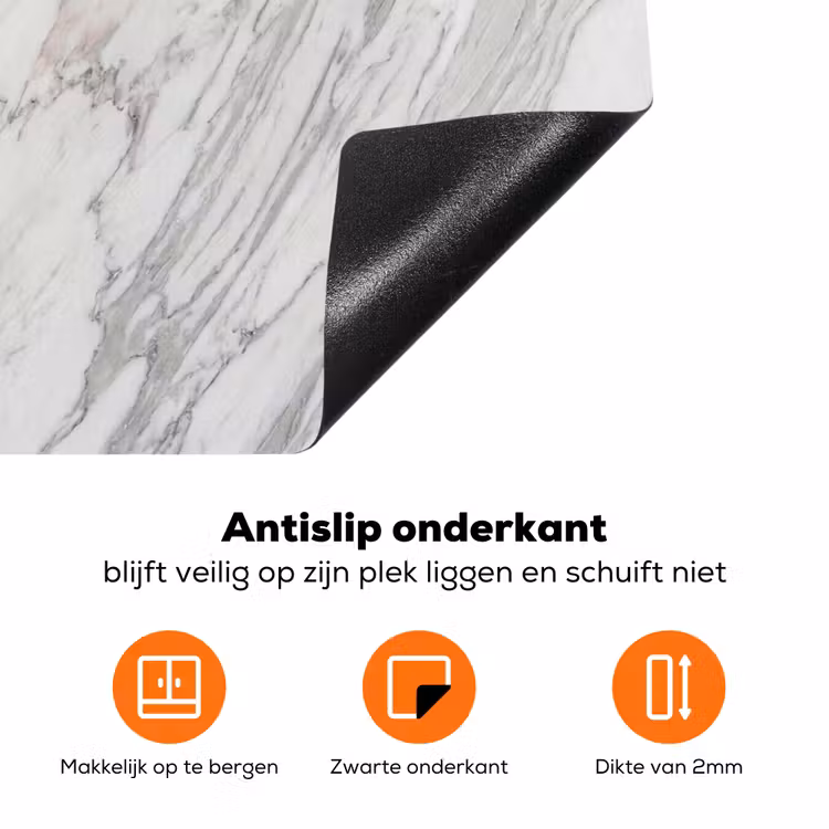 Marmer - Wit - Grijs - Structuur - Modern Inductie beschermer vinyl 3mm klein -zzzzzzz-td-onderkant