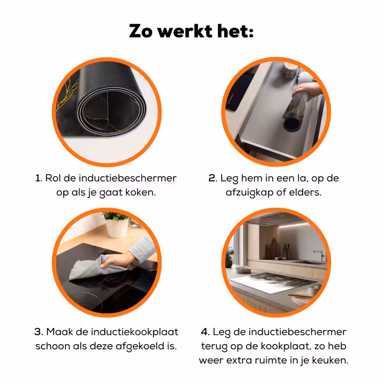 Marmer - Zwart - Goud - Luxe - Marmerlook Inductie beschermer vinyl 3mm klein -zzzzzzz-td-werking