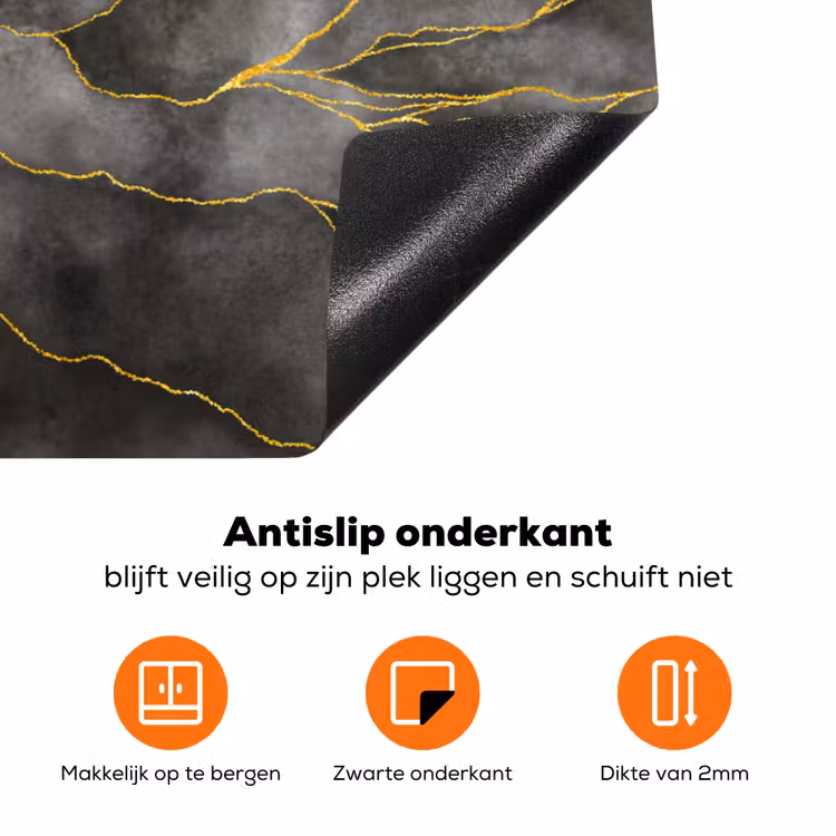 Marmer - Zwart - Goud - Luxe - Marmerlook Inductie beschermer vinyl 3mm klein -zzzzzzz-td-onderkant