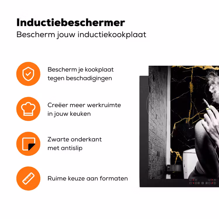 Marmerlook - Meisje met de parel - Sigaretten - Toilet - Goud - Kunst - Oude meesters Inductie beschermer vinyl 3mm klein -zzzzzzz-td-ups