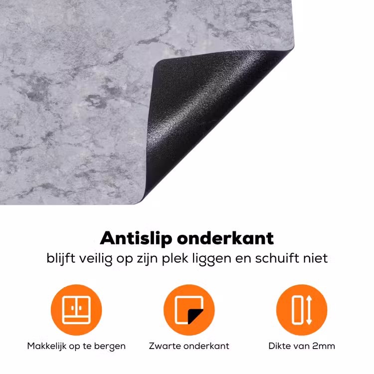 Marmerplaat - Patroon - Grijs Inductie beschermer vinyl 3mm klein 276 -zzzzzzz-td-onderkant
