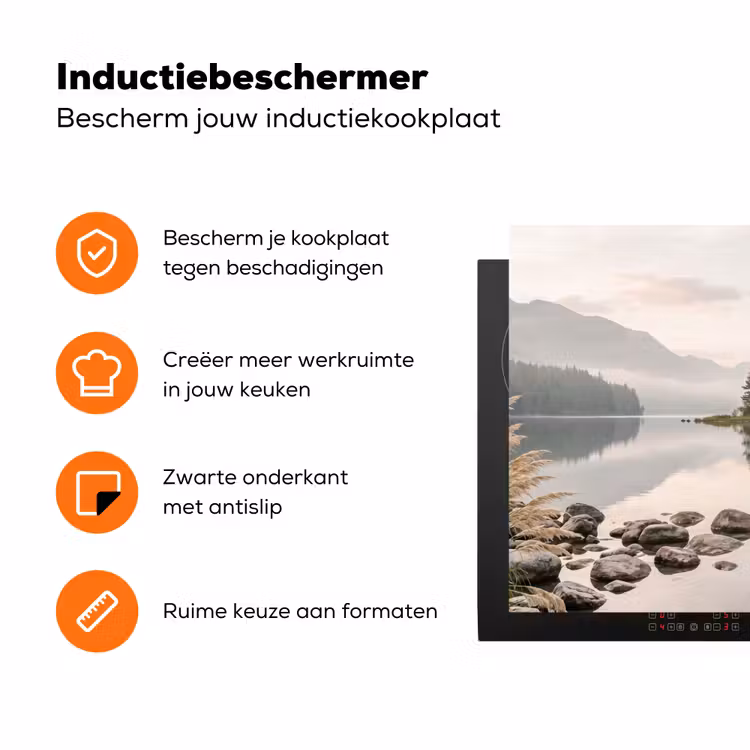 Meer - Bergen - Landschap - Groen Inductie beschermer vinyl 3mm klein -zzzzzzz-td-ups