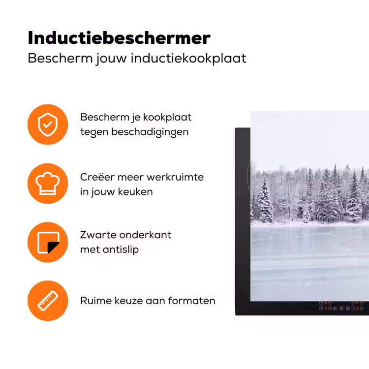 Meer - Dennen - IJs - Winter - Rustgevend Inductie beschermer vinyl 3mm klein -zzzzzzz-td-ups