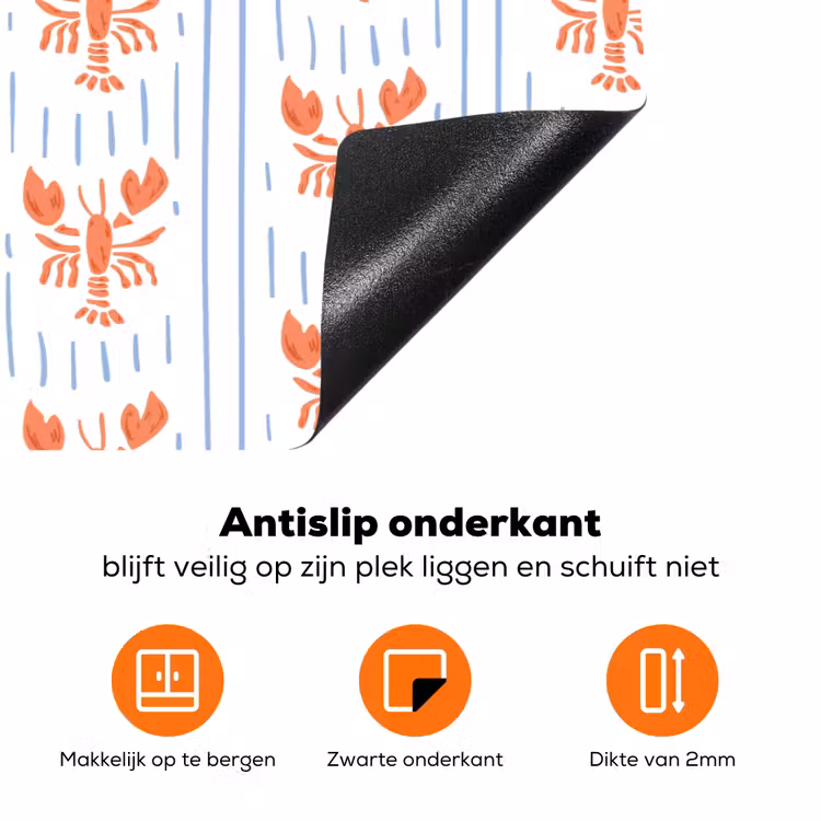 Zee - Kreeft - Oranje - Blauw Inductie beschermer vinyl 3mm klein 276 -zzzzzzz-td-onderkant