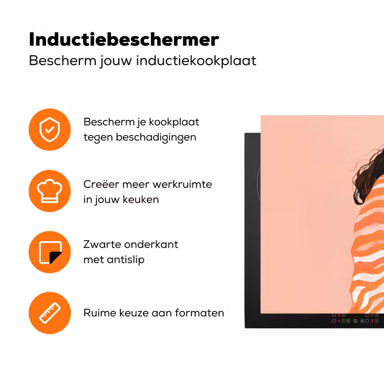 Meisje - Deken - Gestreept - Oranje Inductie beschermer vinyl 3mm klein -zzzzzzz-td-ups
