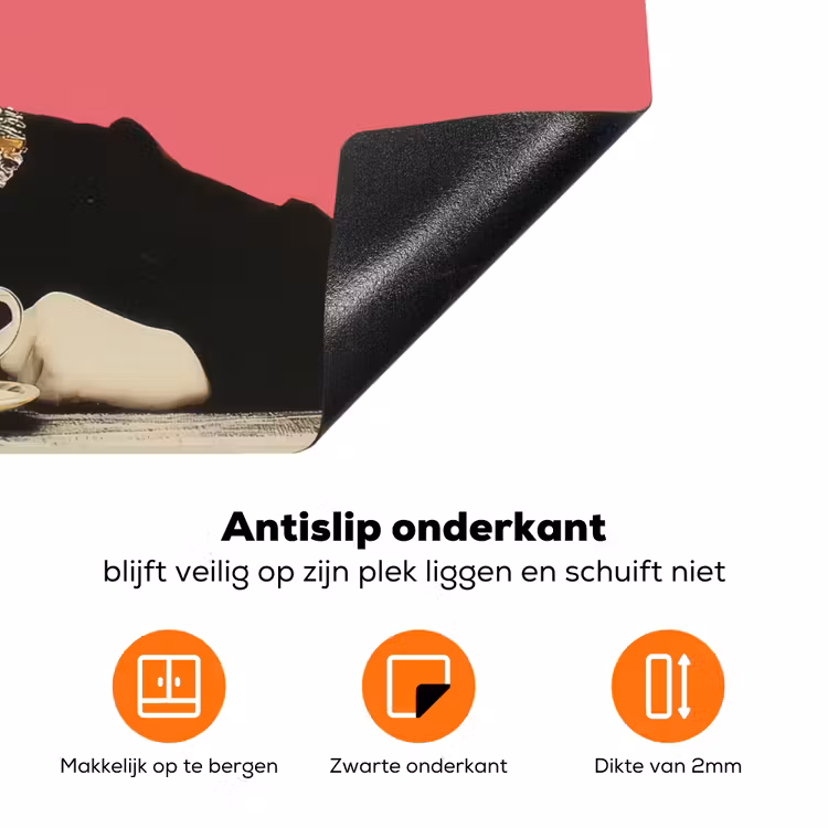 Meisje - Kopje - Bloemen - Roze Inductie beschermer vinyl 3mm klein -zzzzzzz-td-onderkant