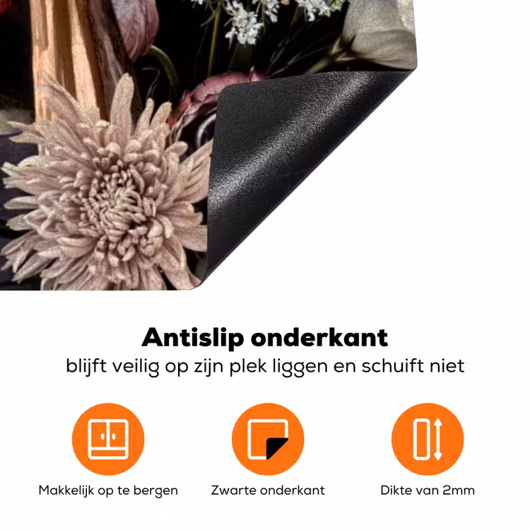 Meisje met de parel - Bloemen - Vermeer - Pastel - Kunstwerk - Schilderij - Oude meesters Inductie beschermer vinyl 3mm klein -zzzzzzz-td-onderkant