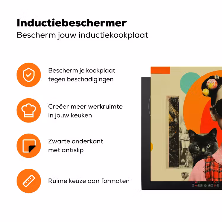 Meisje - Zonnebril - Kat - Retro Inductie beschermer vinyl 3mm klein -zzzzzzz-td-ups
