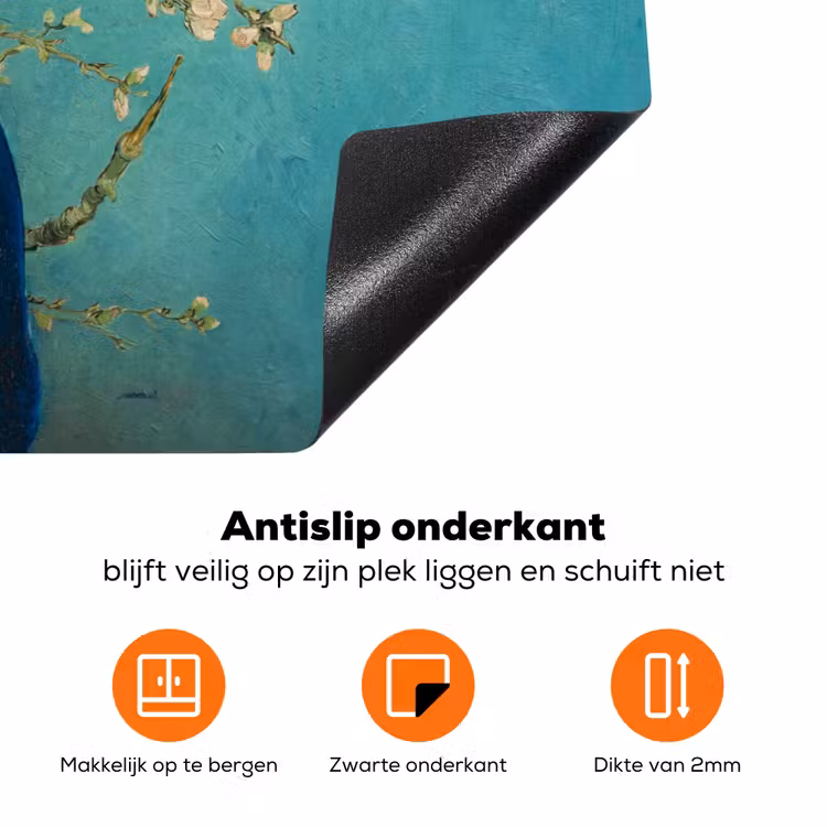 Melkmeisje - Amandelbloesem - Van Gogh - Vermeer - Schilderij - Oude meesters Inductie beschermer vinyl 3mm klein -zzzzzzz-td-onderkant
