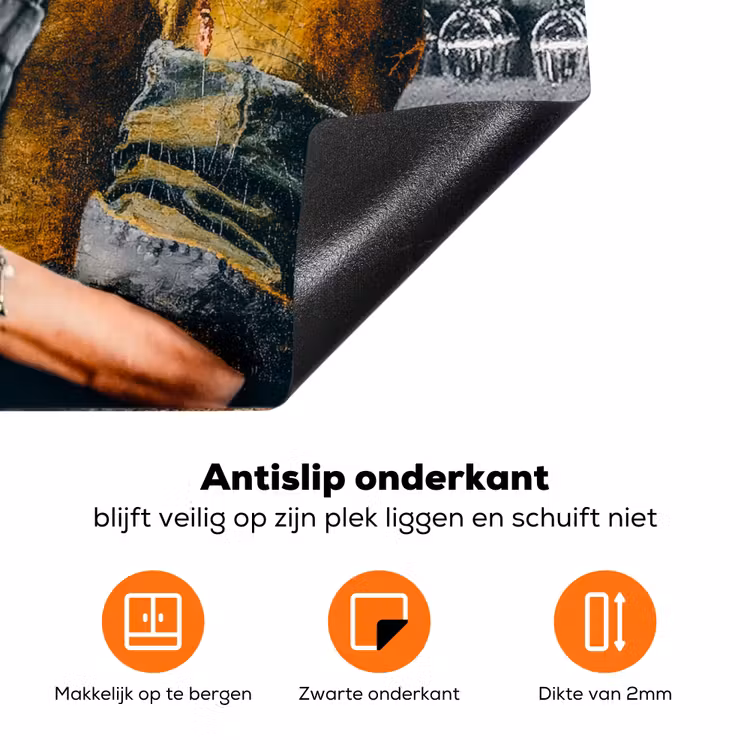 Melkmeisje - Barista - Koffie - Vintage - Kunst - Abstract - Schilderij - Oude meesters Inductie beschermer vinyl 3mm groot -zzzzzzz-td-onderkant