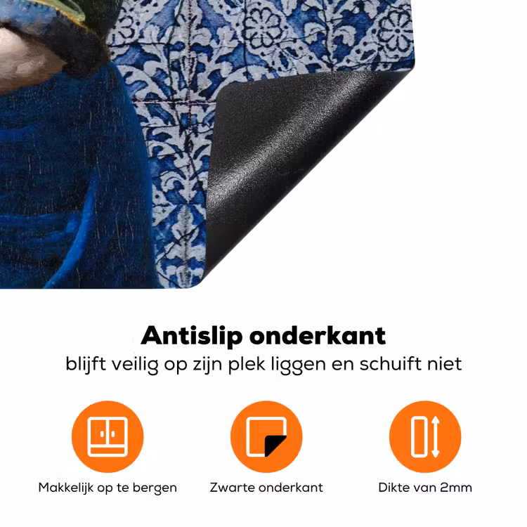 Melkmeisje - Delfts Blauw - Vermeer - Schilderij - Oude meesters Inductie beschermer vinyl 3mm klein -zzzzzzz-td-onderkant