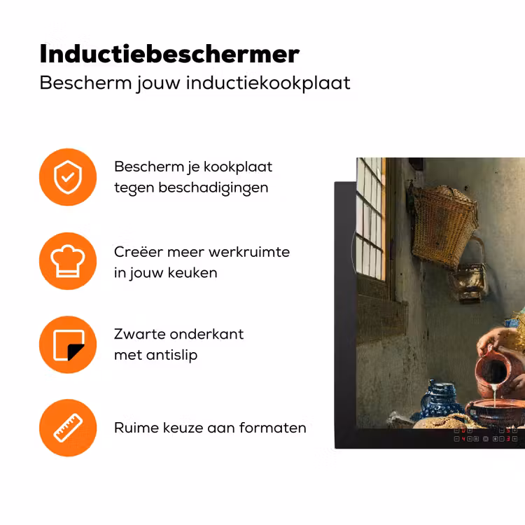 Melkmeisje - Goud - Quotes - Schilderij - Oude meesters Inductie beschermer vinyl 3mm klein -zzzzzzz-td-ups
