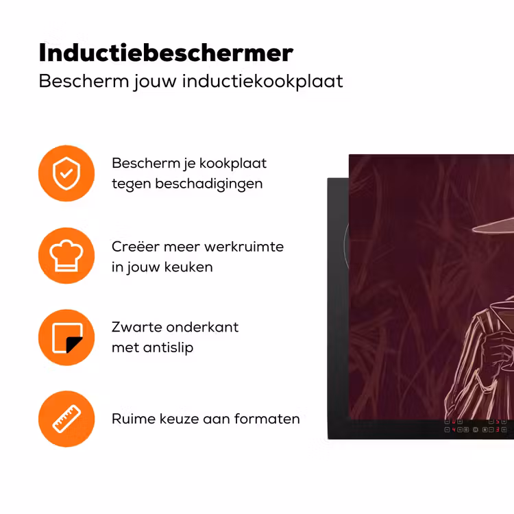 Mens - Hoed - Cocktail - Abstract - Bruin Inductie beschermer vinyl 3mm klein -zzzzzzz-td-ups