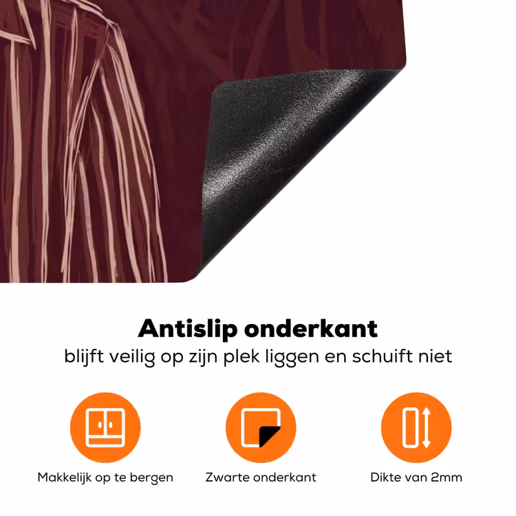 Mens - Hoed - Cocktail - Abstract - Bruin Inductie beschermer vinyl 3mm klein -zzzzzzz-td-onderkant